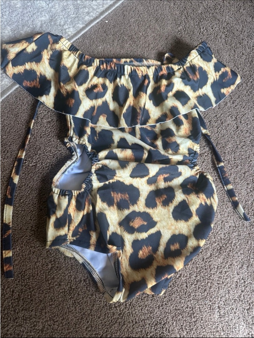 Leopard Print One-Piece Swimsuit for Kids - Yellow/Black - Picture 2 of 4